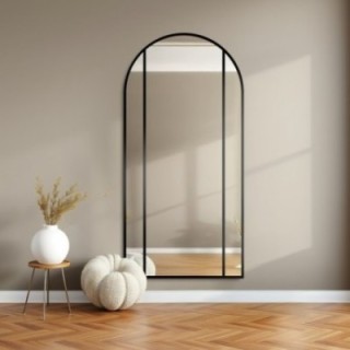 Halbovaler Spiegel mit Sprossen in Loft-Mdf-Rahmen - ARO - Rahmenfarbe nach Wahl