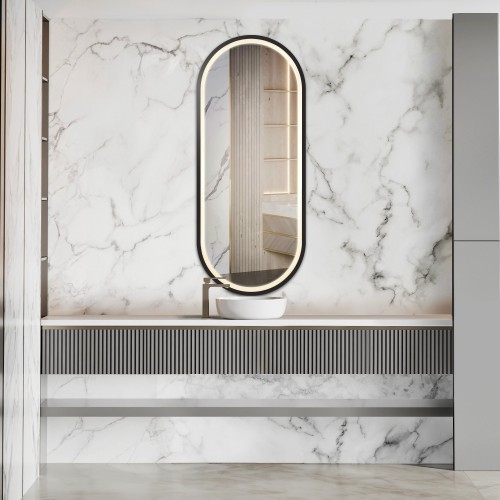 Ovaler Spiegel in Mdf-Rahmen mit Beleuchtung - OSKAR LED II 2