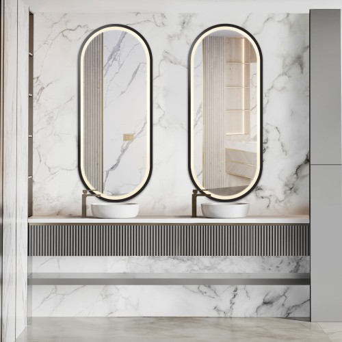 Satz ovale Spiegel in Mdf-Rahmen mit Beleuchtung - SET... 2