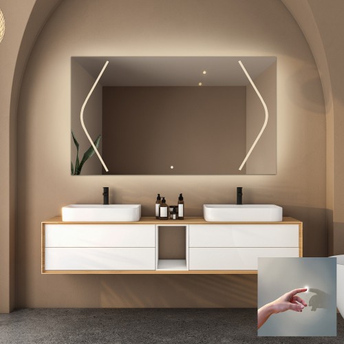 Rechteckiger Badezimmerspiegel mit Schalter - SOFIA LED...