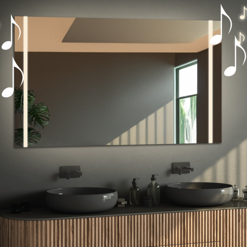 Rechteckiger Badezimmerspiegel mit Bluetooth-Lautsprecher...