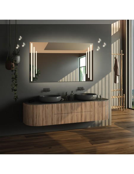Rechteckiger Badezimmerspiegel mit Bluetooth-Lautsprecher - ALIS LED PREMIUM