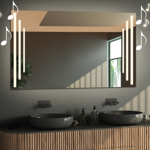 Rechteckiger Badezimmerspiegel mit Bluetooth-Lautsprecher...