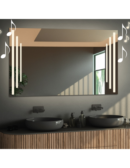 Rechteckiger Badezimmerspiegel mit Bluetooth-Lautsprecher - ALIS LED PREMIUM