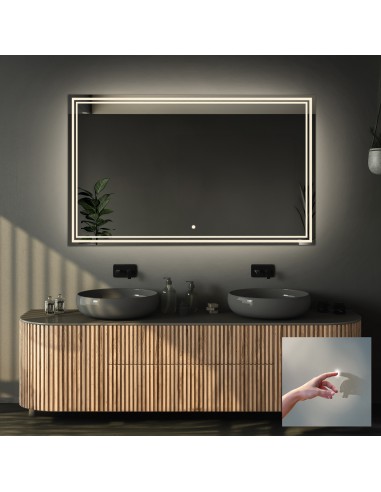 Rechteckiger Badezimmerspiegel mit Schalter - MIA LED PREMIUM
