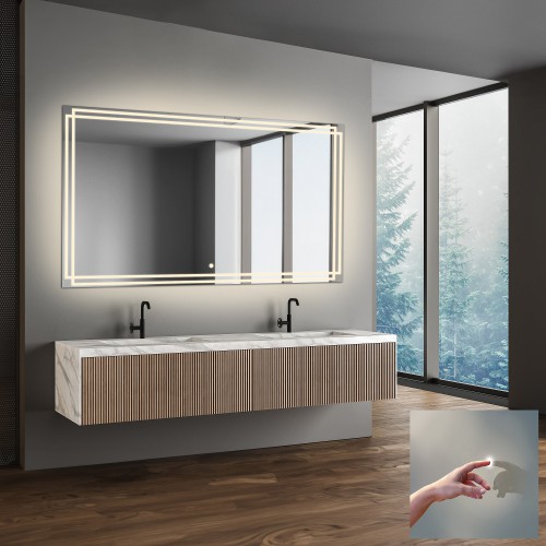 Rechteckiger Badezimmerspiegel mit Schalter - MARLA LED...