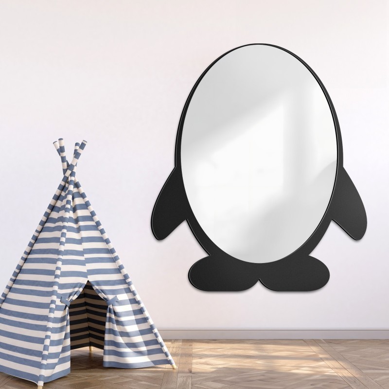 Dekorativer Wandspiegel für Kinder in einem MDF-Rahmen - PINGUIN