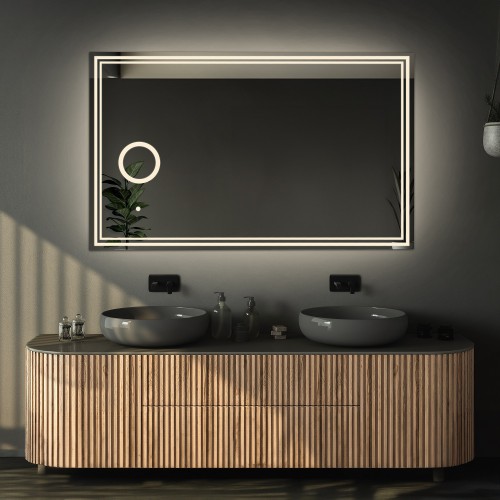 Rechteckiger Badspiegel mit Zoom-LED-Spiegel - MIA LED...