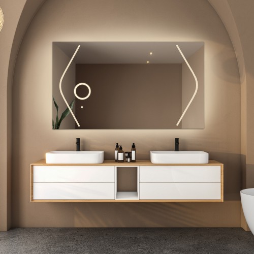 Rechteckiger Badspiegel mit Zoom-LED-Spiegel - SOFIA LED...