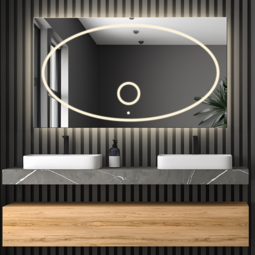 Rechteckiger Badspiegel mit Zoom-LED-Spiegel - MELISA LED...