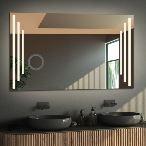 Rechteckiger Badezimmerspiegel mit Zoomspiegel - ALIS LED...