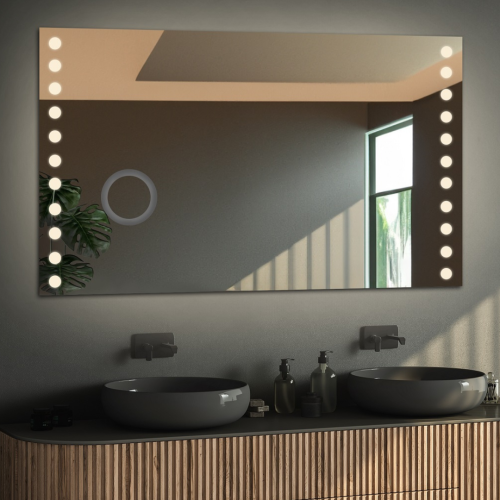 Rechteckiger Badezimmerspiegel mit Zoomspiegel - OLIWIA...