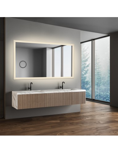 Rechteckiger Badezimmerspiegel mit Zoomspiegel - MOIRA LED PREMIUM