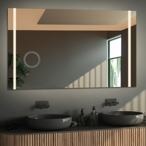 Rechteckiger Badezimmerspiegel mit Zoomspiegel - FLAWIA...