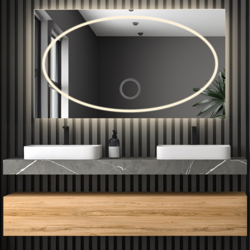 Rechteckiger Badezimmerspiegel mit Zoomspiegel - MELISA...