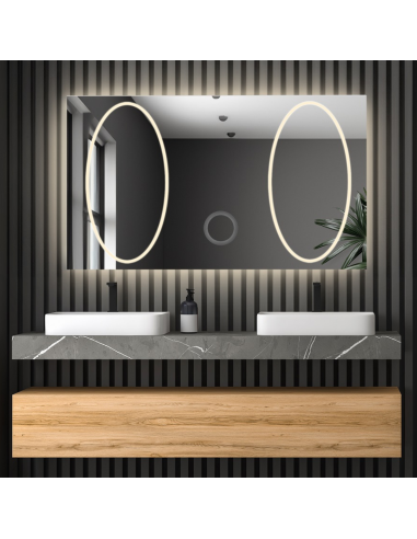Rechteckiger Badezimmerspiegel mit Zoomspiegel - MELISA II LED PREMIUM