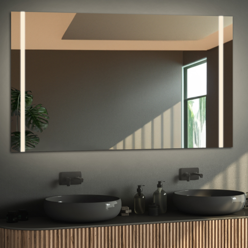 Rechteckiger Badezimmerspiegel mit Antibeschlagheizmatte...