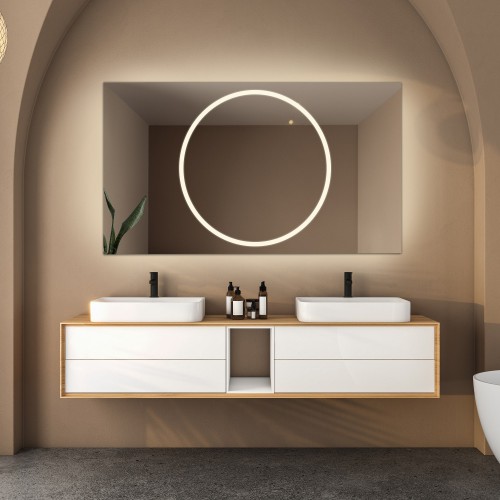 Rechteckiger Badezimmerspiegel mit Antibeschlagheizmatte...