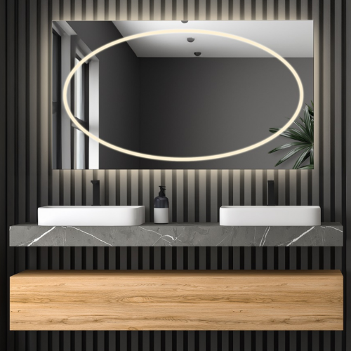 Rechteckiger Badezimmerspiegel mit Antibeschlagheizmatte...