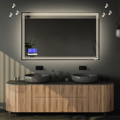 Rechteckiger Badezimmerspiegel mit Touchpanel - MIA LED...
