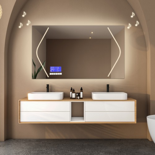 Rechteckiger Badezimmerspiegel mit Touchpanel - SOFIA LED...