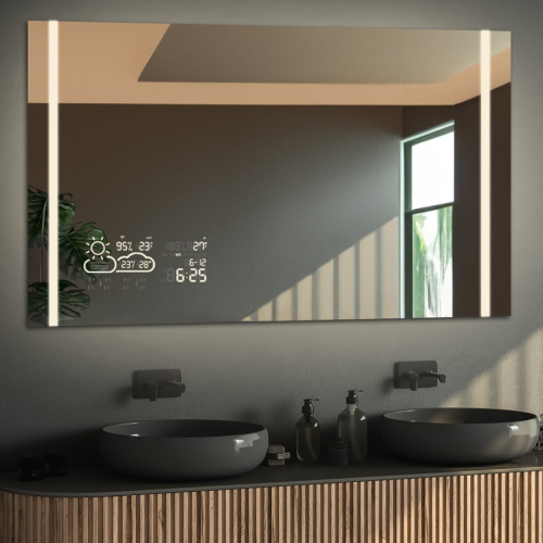Rechteckiger Badezimmerspiegel mit Wi-Fi-Wetterstation -...