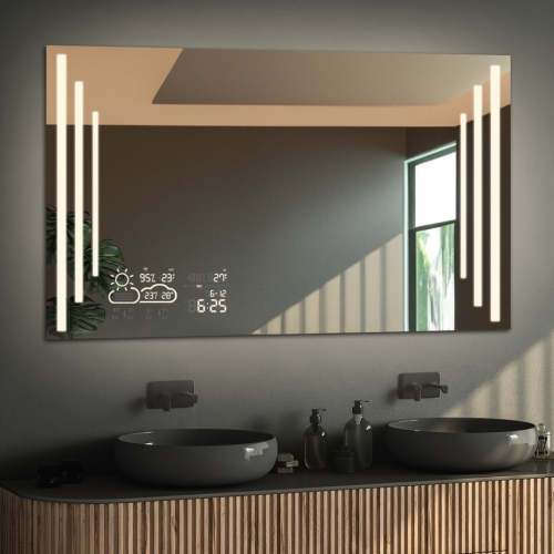 Rechteckiger Badezimmerspiegel mit Wi-Fi-Wetterstation -...