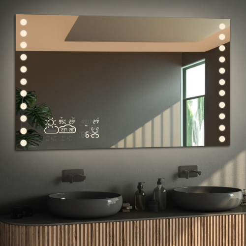 Rechteckiger Badezimmerspiegel mit Wi-Fi-Wetterstation -...