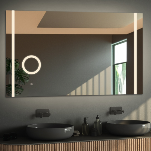 Rechteckiger Badspiegel mit Zoom-LED-Spiegel - FLAWIA LED...