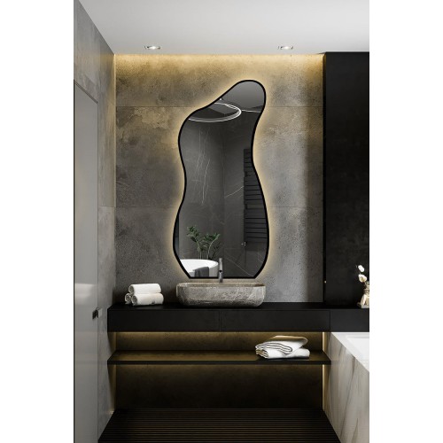 Organisch geformter Spiegel im Rahmen mit Beleuchtung -... 2