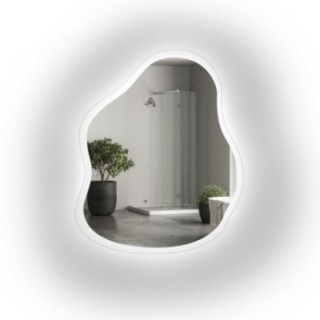 Spiegel in organischer Form auf Floatglas mit Beleuchtung - STONE GLASS LED