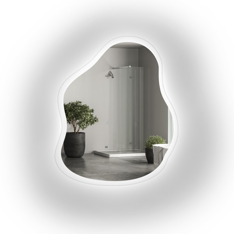 Spiegel in organischer Form auf Floatglas mit Beleuchtung - STONE GLASS LED