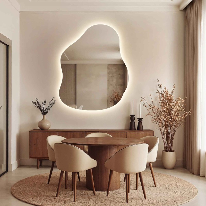 Spiegel in organischer Form mit Beleuchtung - STONE LED