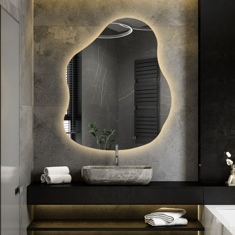 Spiegel in organischer Form mit Beleuchtung - STONE LED