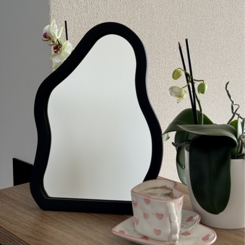 Kosmetikspiegel mit schwarzem MDF-Rahmen - STONE PETITE