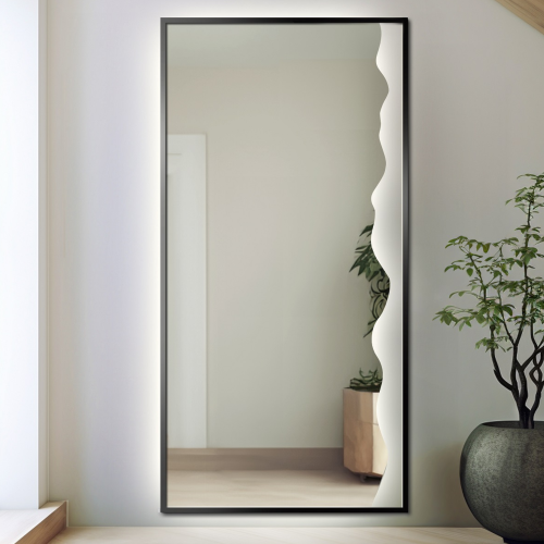 Dekorativer Spiegel in schwarzem MDF-Rahmen mit... 2