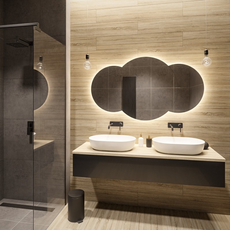 Spiegelset für Badezimmer mit Hintergrundbeleuchtung - UNIVERSE DOUBLE LED