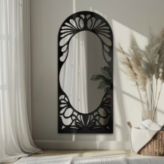 Halbovaler Spiegel mit durchbrochenem MDF-Dekor – VERONELLE FIORE 90X200