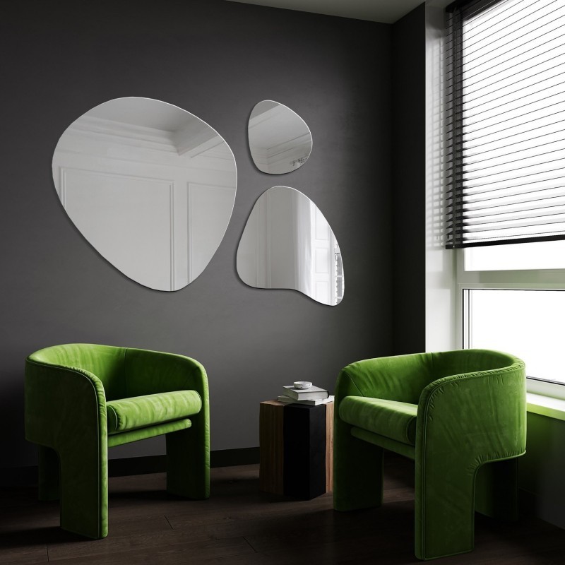 Set von drei Spiegeln in unregelmäßiger Form - FLORA