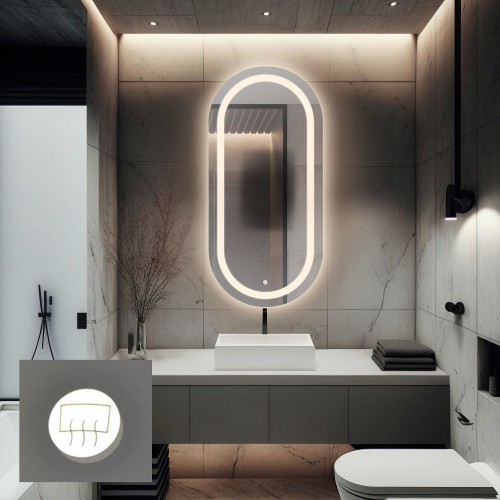 Ovales Badezimmerspiegel mit Antibeschlagheizmatte - HOLI...