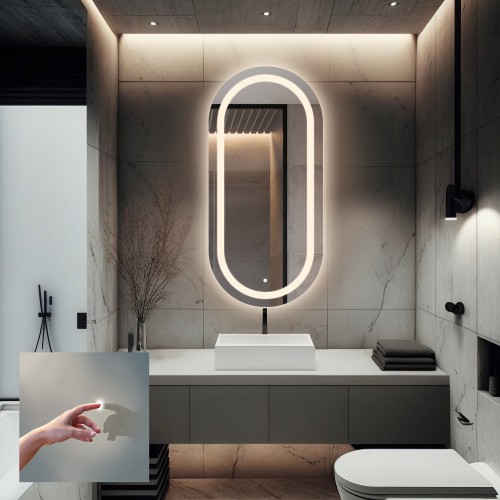 Ovales Badezimmerspiegel mit Schalter - HOLI LED PREMIUM 2