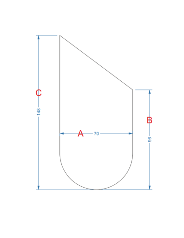 Halbovales Spiegel mit Abschrägung für...
