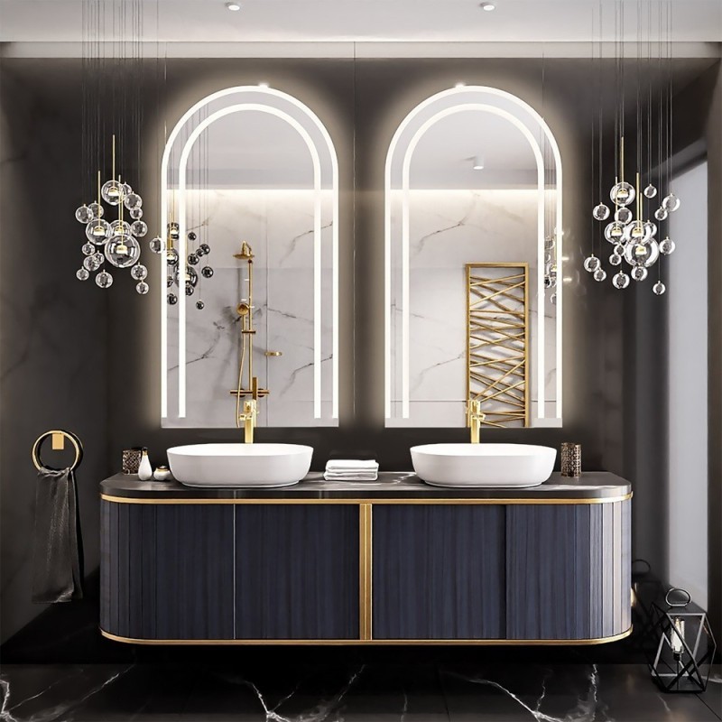 Zwei Bogenspiegel, Set für Badezimmer mit Hintergrundbeleuchtung - SET KORIA LED