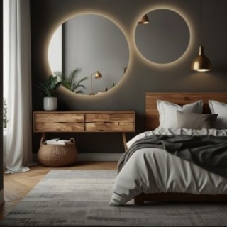 Runder Spiegel SET mit LED Beleuchtung - KREISE LED SET