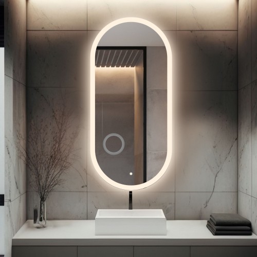 Ovales Badezimmerspiegel mit Zoomspiegel und Schalter -...