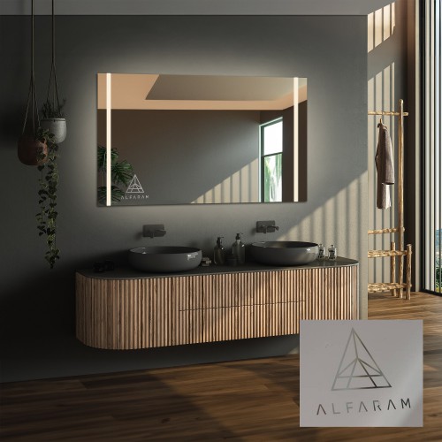 Rechteckiger Badezimmerspiegel mit Logo - FLAWIA LED PREMIUM