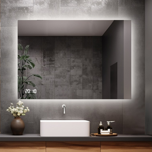 Rechteckiger Badezimmerspiegel mit Digitaluhr und... 2