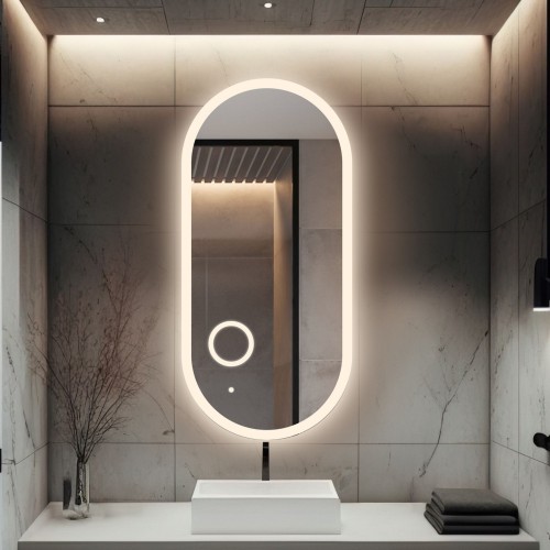 Ovales Badezimmerspiegel mit Zoom-LED-Spiegel - ROMI LED...