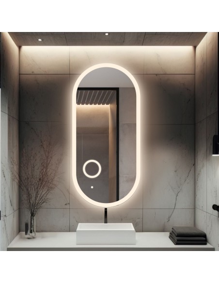 Ovales Badezimmerspiegel mit Zoom-LED-Spiegel - ROMI LED PREMIUM