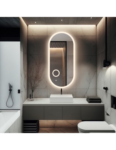 Ovales Badezimmerspiegel mit Zoom-LED-Spiegel - ROMI LED PREMIUM